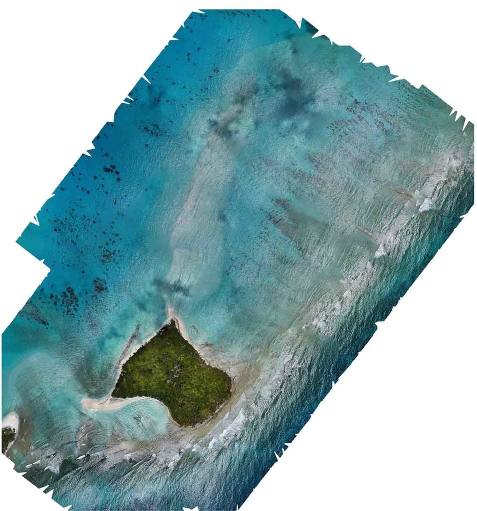 Aerial mosaic map kayangel island palau