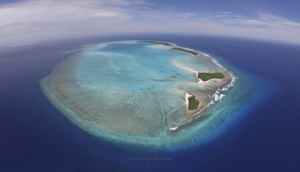 Kayangel tropical atoll aerial panorama