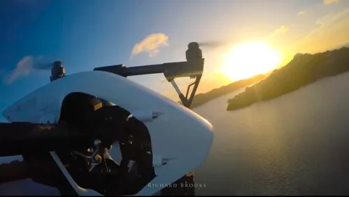 On board shot of drone flying.