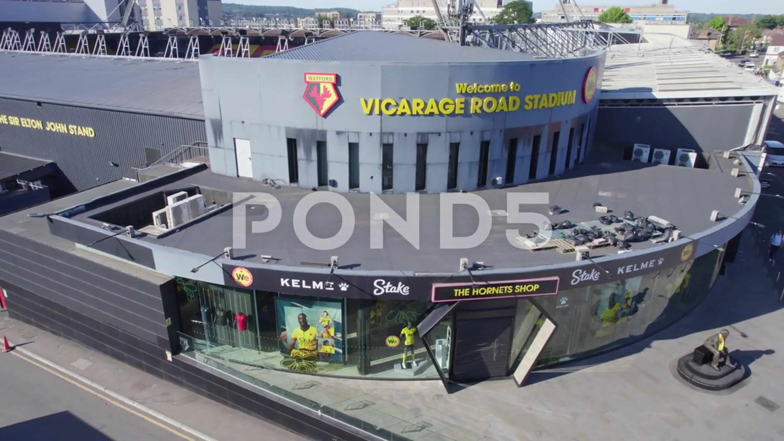 Aerial view of Watford football club entrance