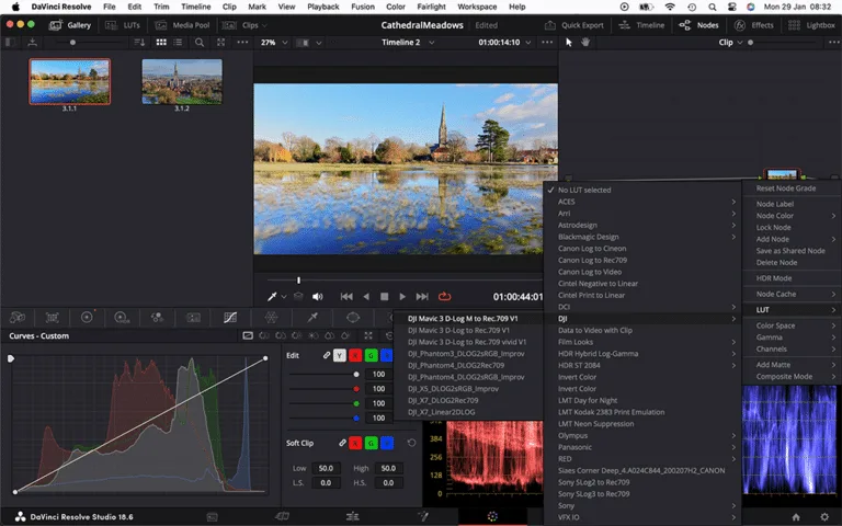 Davinci Resolve Studio LUT selection for Drones