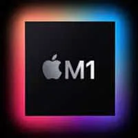 Apple M1 chip logo. Processor is very good for editing drone footage and H.265 codecs